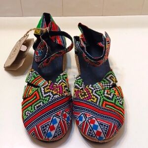 Handmade Somsombrand Colorful Patterned Espadrille Twine Heel Sandals 9M New